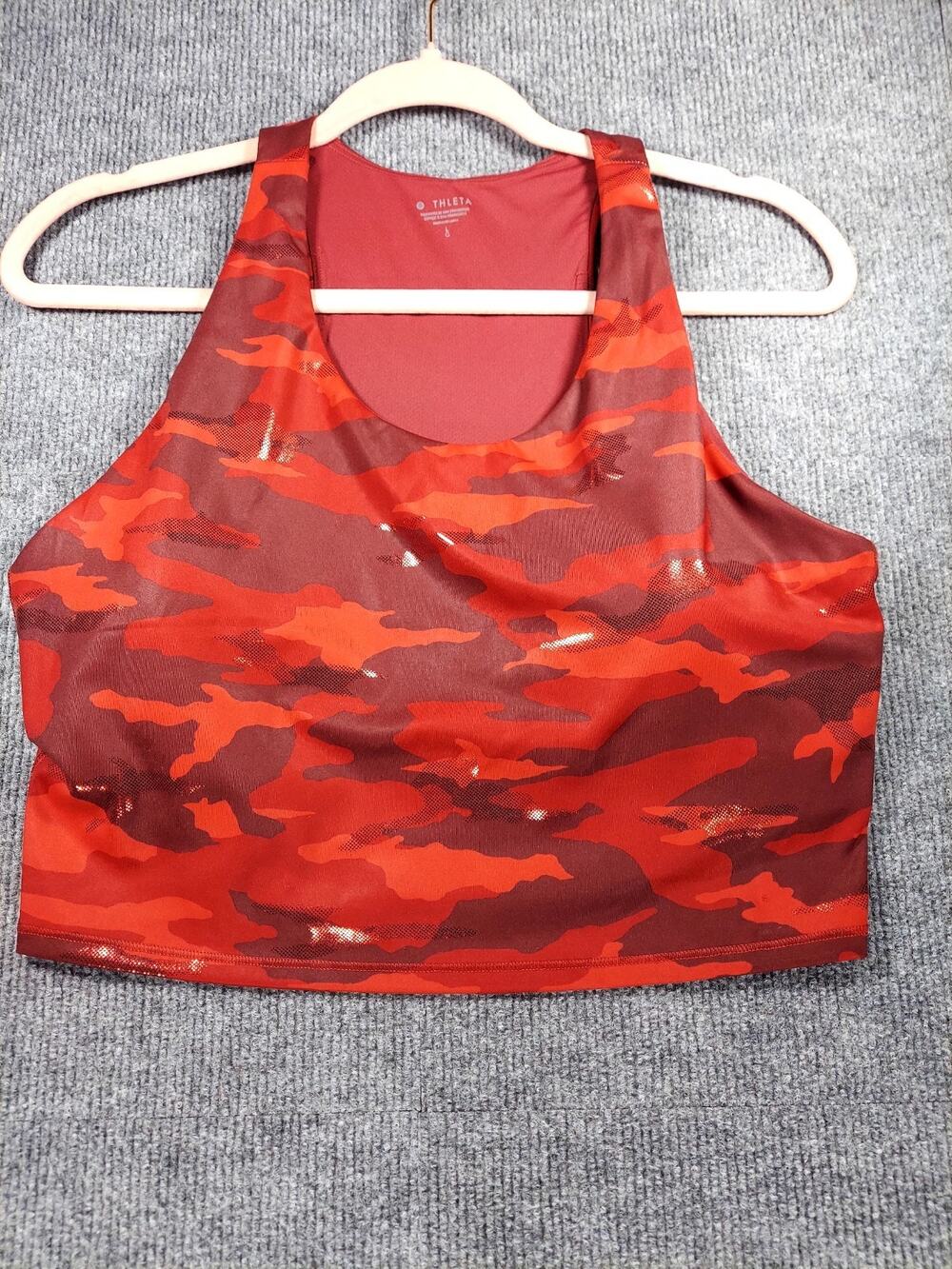 Athleta Red Camo Metallic Long Line Sports Bra Large